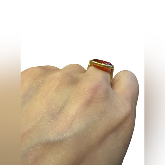 Baccarat- Marie-Helene de Taillac Pear Ring- 18k Gold Red Crystal Jewelry- SZ- 7 - Picture 11 of 16